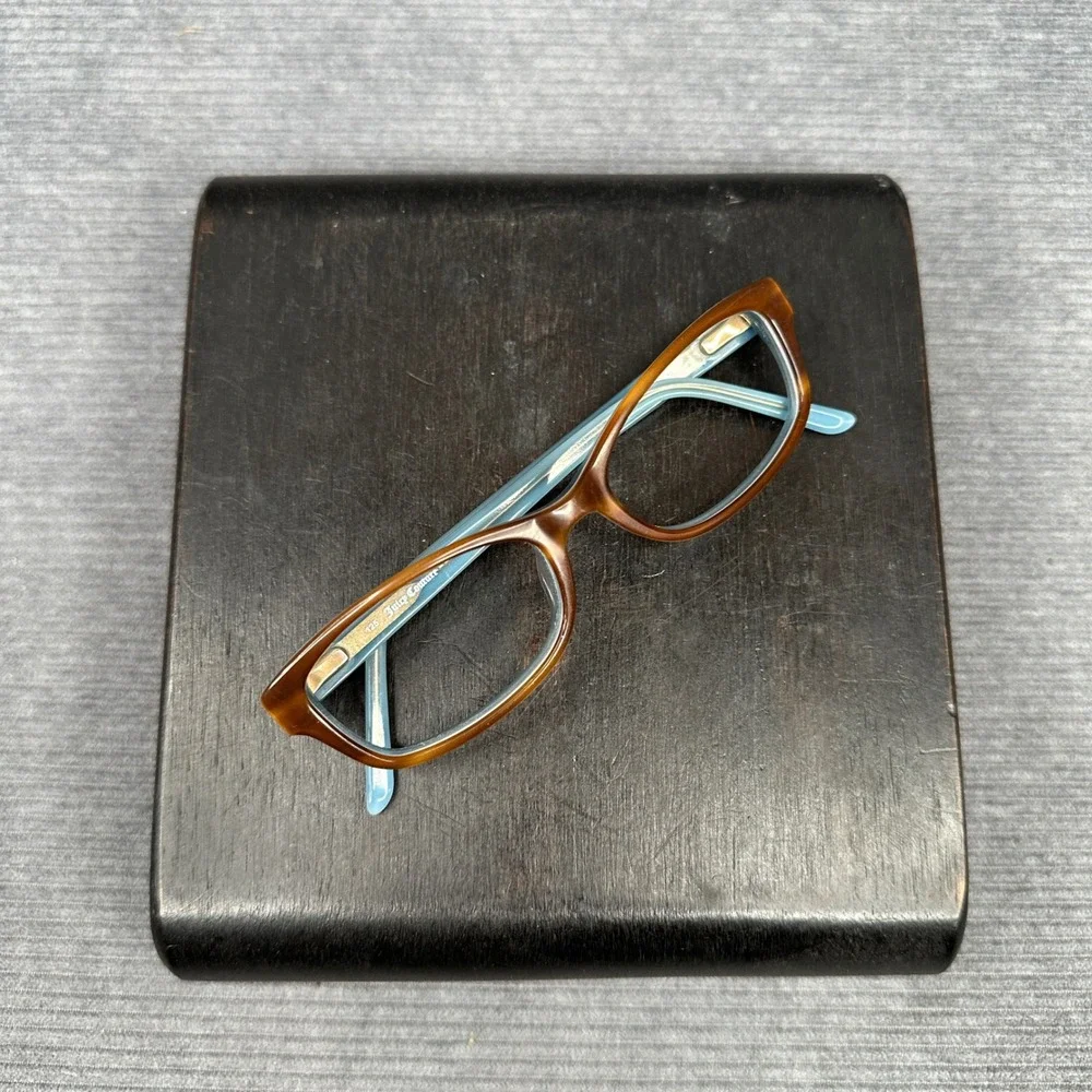 Juicy Couture JU 902 Y2K Eyeglasses Brown Blue Tortoise Shell Gold Charm Temples